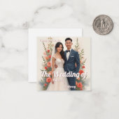 ロマンティックな花柄の結婚式招待状 ヴィンテージスタイル ノートカード (正面/裏面インサイチュ)