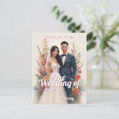 ロマンティックな花柄の結婚式招待状 ヴィンテージスタイル ポストカード (スタンド正面)