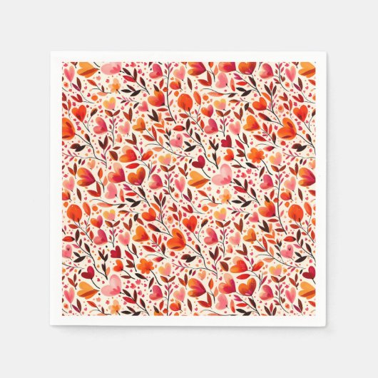 ロマンティックな花開き：バレンタインデー スタンダードカクテルナプキン (正面)