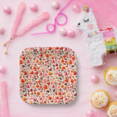 ロマンティックな花開き：バレンタインデー ペーパープレート (パーティー)