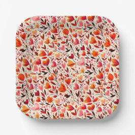 ロマンティックな花開き：バレンタインデー ペーパープレート