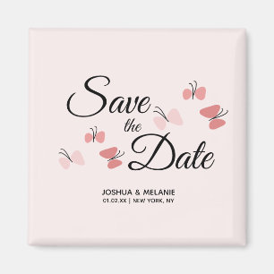 ロマンティックな蝶々のピンクの色のSave the Dates マグネット