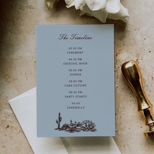 ロマンティックな西部牧場の結婚式のタイムライン エンクロージャーカード