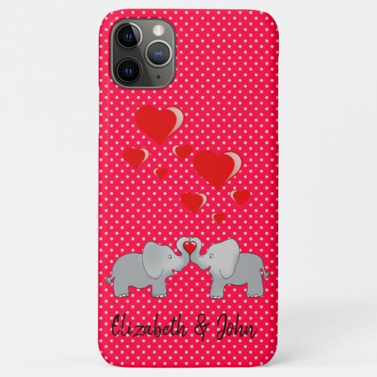 ロマンティックな象 赤いハートとドット柄 Case-Mate iPhoneケース (裏面)