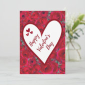 ロマンティックな赤いバラ - 赤いハートのバレンタインデー シーズンカード (スタンド正面)