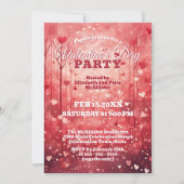 ロマンティックな赤とピンクのハートのバレンタインデーパーティー 招待状 (正面)