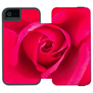 ロマンティックな赤ピンクのバラ v2 iPhone SE/5/5sウォレットケース