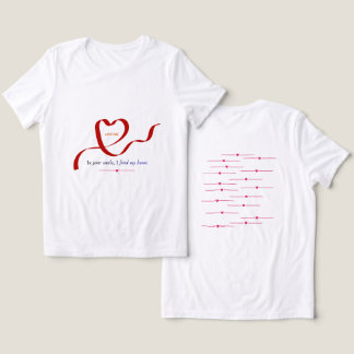 ロマンティックな赤 水彩ハート 白Tシャツ トライブレンドTシャツ