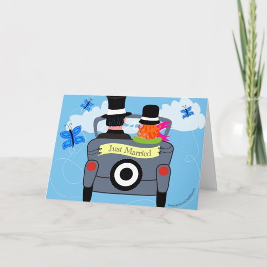 ロマンティックな逃避行！結婚祝いカードや感謝カードに サンキューカード (正面)