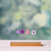 ロマンティックな野の花と蝶の植物画ウェディング アクリルサイン (ニュートラル)