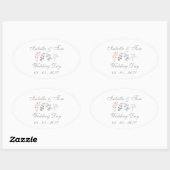 ロマンティックな野の花の植物タクソノミー ラベンダー ウェディング 楕円形シール (シート)