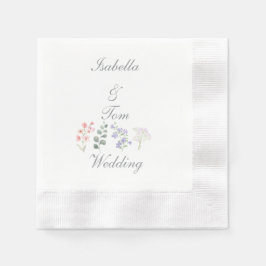 ロマンティックな野の花の植物学的な結婚式パーティー 縁ありカクテルナプキン