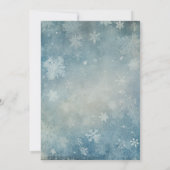 ロマンティックな雪の舞う青と白のウェディング 招待状 (裏面)