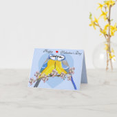ロマンティックな鳥、ルリシジミ Valentine’s カード (黄色い花)
