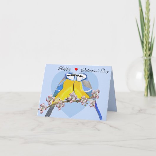 ロマンティックな鳥、ルリシジミ Valentine’s カード (正面)