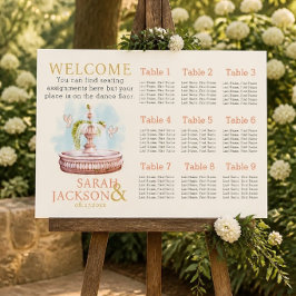 ロマンティックな鳩のサンゴ色結婚式座席表 ポスター