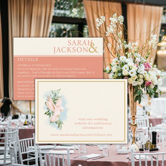 ロマンティックな鳩の結婚式珊瑚の詳細 エンクロージャーカード
