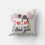 ロマンティックな「I Love You」カップル用スローピロー クッション (裏面)