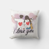 ロマンティックな「I Love You」カップル用スローピロー クッション (正面)