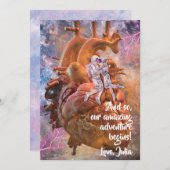 ロマンティックなSF宇宙飛行士カップルのバレンタインカード シーズンカード (正面/裏面)