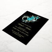 ロマンティックアクアフローラデザイン 箔招待状 (回転した状態)