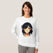 ロマンティックアニメの夢: 青い髪の美人 Tシャツ (正面フル)