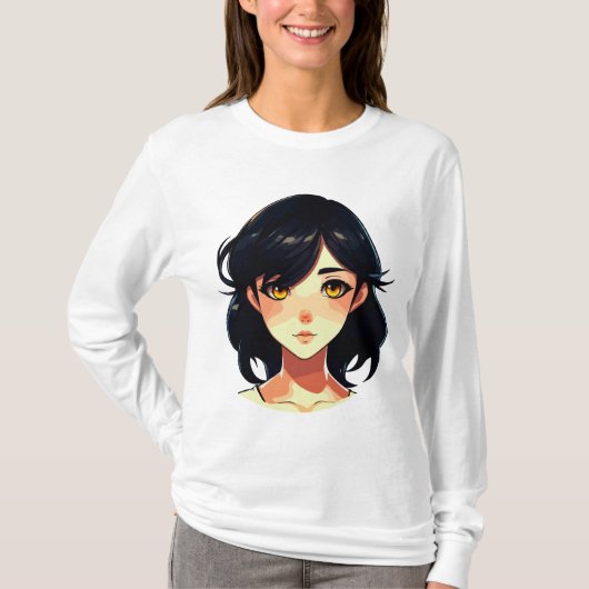 ロマンティックアニメの夢: 青い髪の美人 Tシャツ (正面)