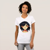 ロマンティックアニメの夢: 青い髪の美人 Tシャツ (正面フル)