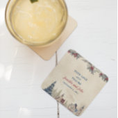 ロマンティックウィンターウェディングスクエア紙コースター スクエアペーパーコースター