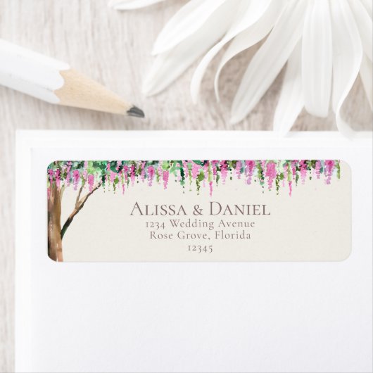 ロマンティックウォーターカラーアカシア住所 シール (インサイチュ)