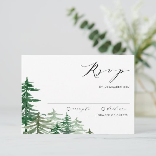 ロマンティックウォーターカラーウッドランド春の結婚式 出欠カード (スタンド正面)