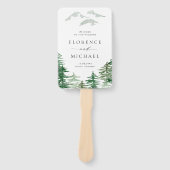 ロマンティックウォーターカラーウッドランド結婚式 プログラム ハンドファン (正面)