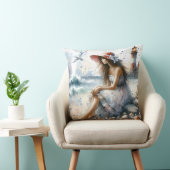 ロマンティックウォーターカラーガールバイライトハウス クッション (椅子)