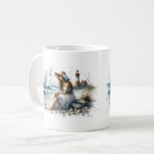 ロマンティックウォーターカラーガールバイライトハウス コーヒーマグカップ (正面左)