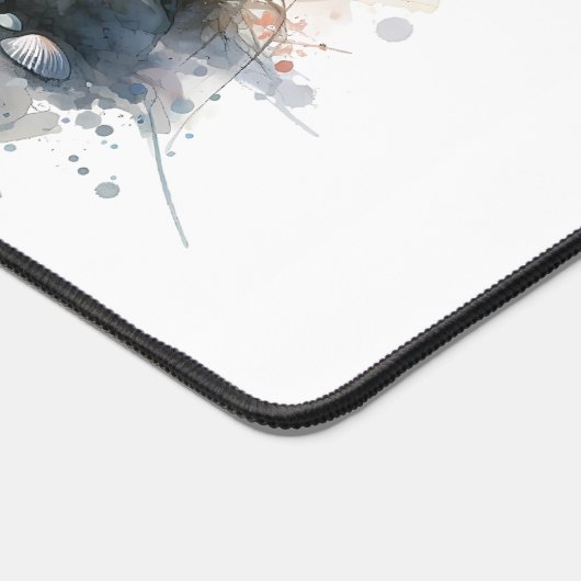 ロマンティックウォーターカラーガールバイライトハウス デスクマット (コーナー)