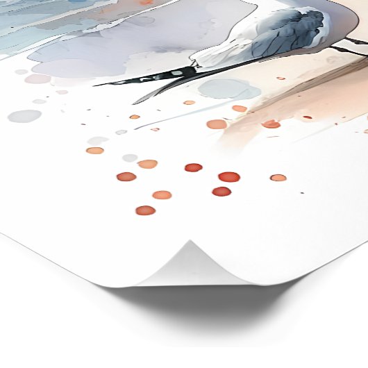 ロマンティックウォーターカラーガールバイライトハウス ポスター (コーナー)