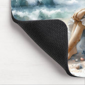 ロマンティックウォーターカラーガールバイライトハウス マウスパッド (コーナー)