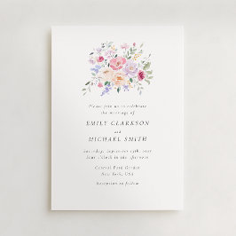 ロマンティックウォーターカラーパステルフローラ結婚ズインビタティ 招待状