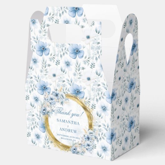 ロマンティックウォーターカラーパステルブルー結婚金ゴールド感謝していズ フェイバーボックス (オープン)