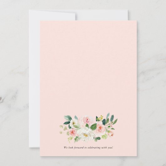 ロマンティックウォーターカラーピーチ花模様カクテルパーティー 招待状 (裏面)