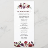 ロマンティックウォーターカラーブルゴーニュレッド赤面バラフローラ プログラム (裏面)