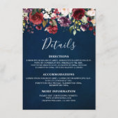 ロマンティックウォーターカラーブルゴーニュ赤海軍フローラ エンクロージャーカード (正面)