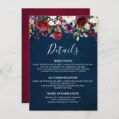 ロマンティックウォーターカラーブルゴーニュ赤海軍フローラ エンクロージャーカード (正面/裏面)