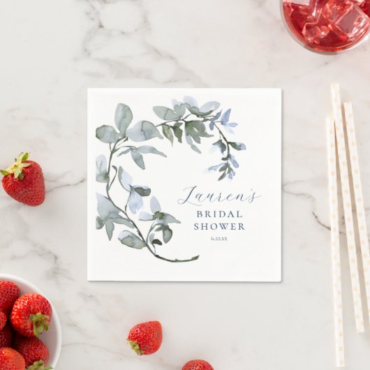 ロマンティックウォーターカラーブルーフローラブライダルシャワー スタンダードカクテルナプキン (インサイチュ)