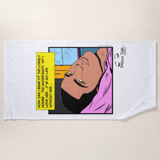 ロマンティックエコーズ 孤独なハート ロマンス コミック ビーチタオル (正面)