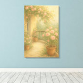 ロマンティックガーデンバルコニーインソフトパステルトーン キャンバスプリント (インサイチュ (ウッドフロア))