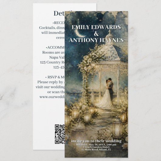 ロマンティックガーデン結婚式招待状 (正面/裏面)
