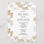 ロマンティッククリームホワイトハートブライダルシャワー 招待状 (正面/裏面)