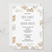 ロマンティッククリームホワイトハートブライダルシャワー 招待状 (正面)