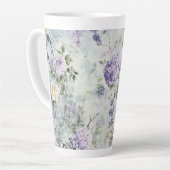 ロマンティッククリーム紫の花 カフェラテマグ (左アングル)